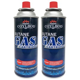 CoYlBod Butane Gas, Butane Fuel Canister, 99.99% Pure Butane Canister with Explosion Proof - RVR System, Butane Fuel for Camping Stove, Kitchen Torch Head (2 Can)