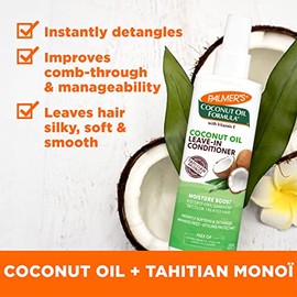 Palmers Coconut Oil Formula Moisture Boost, Acondicionador Leave-In Sin Enjuague, Todo tipo de Cabello, 250ml  Sin Enjuague                           