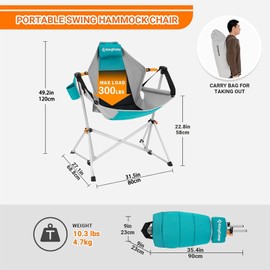 KingCamp 2 Pack Hammock Camp Chair, Aluminum Alloy Swing Camp Chair, Rocking Camp Chairs with Pillow Cup Holder for Adults Outdoor Travel Sports Game Lawn Concerts Garden