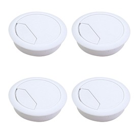 Pack of 4 Cable Grommets Plastic White Desk Grommet Round Wireless Cable Bore Diameter 60 mm Cable Guide for Push-in Desk Channel Cable Passage
