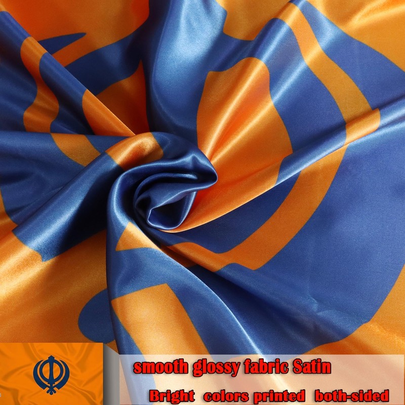 Sikh Khanda Religion Flag 3x5 Ft silk/satin Fabric -Sikhism Sikhs