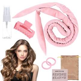 WOUYTPE Lockenwickler über Nacht, Wellen Ohne Hitze, Locken Ohne Hitze, Leichtes Lockenwickeln Ohne Hitze, Ausrollbar auf Verschiedene Lockenlängen (mit Haarspangen, Haarbändern, Sprühflaschenhilfen)