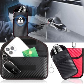 3 Packs Faraday Pouch for Car Keys,Car Key RFID Signal Blocking Pouch with Hook Securing Keyring, Waterproof Faraday Bag Key fob Protector, Anti-Theft Signal Blocker, Remote Entry Keyless