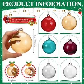 Soaoo 6 Pcs Christmas Glass Balls Ornaments 3.15 Inch Hand Blown Glass Tree Ornaments Pendants Ball Decorations for Xmas Tree Hanging Wreath Garland Window Outdoor Garden Decor (Multicolor)