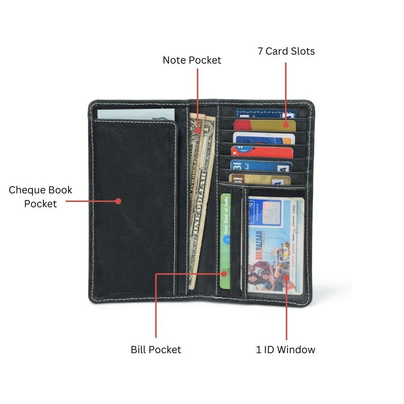 Jajmo Legacy Long Bifold Top-Grain Leather Wallet for Men, 11