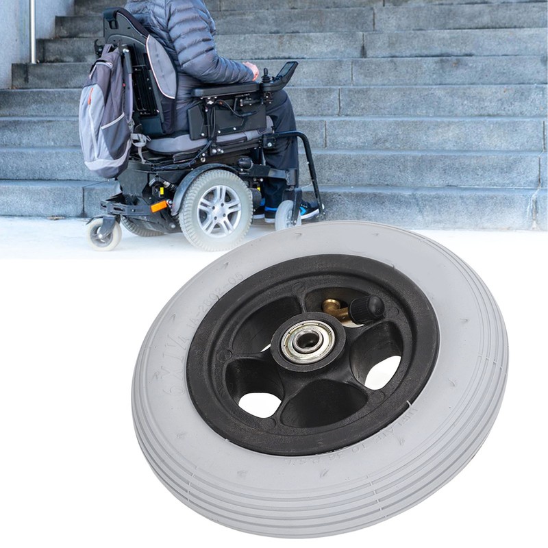 6in Electric Wheelchair Wheel Noiseless Aluminum Alloy Hub Rubber Inflatable