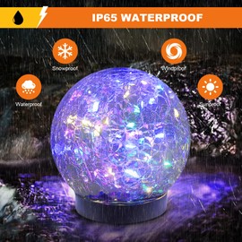 MLKNK Solar Globe Lights Outdoor Waterproof-Solar Balls-Solar Garden Lights-Solar Orbs for Outside 2 Pack Cracked Glass Ball for Lawn Patio Yard Backyard Decorations, DS-XBQ-1-1-1 | MLKNK