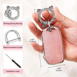 ZVRSUA Keyless Autoschlüssel Hülle Passt für Kia,Schlüsselcover TPU mit Diamant Schlüsselanhänger，Kompatibel mit Kia Sportage Ceed Soul Sorento Cerato Forte NIRO Stinger R GT K5，Smart key (Rosa)