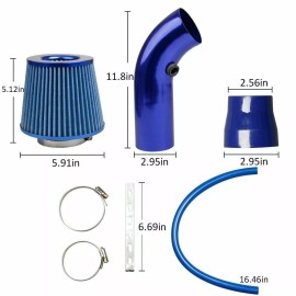 KEEPDSGN 3" Cold Air Intake Filter Induction Pipe Blue Kit For Hyundai Accent Elantra