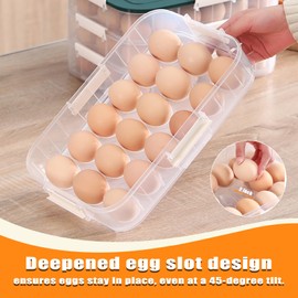 Deviled Egg Container with Lid, 36 Slots Egg Tray Carrier with Handle, Stackable Egg Tray, 12.2 x 8.4 x 4.4 inches (Orange, 2 Layer)