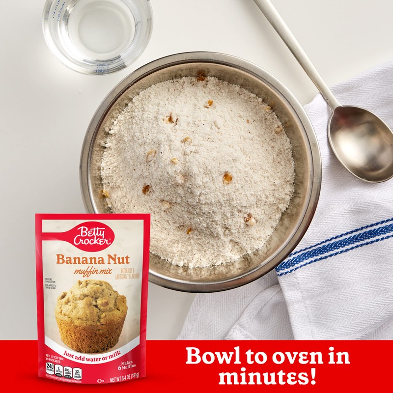 Betty Crocker Banana Nut Muffin Mix, Made With Walnuts, 6.4