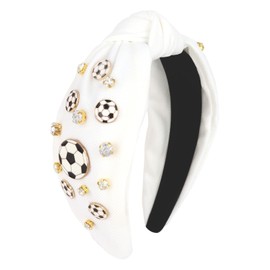 Norbiariz White Knotted Headbands for Women Football wide Hairband Hair Accessories for Girls Fashion Cute Head BandsTiaras Headdresses