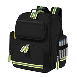First Aid Backpack Emergency Medical Backpacks Empty Waterproof Survival Bags Trauma Bag for Nurses Home Car (Black)