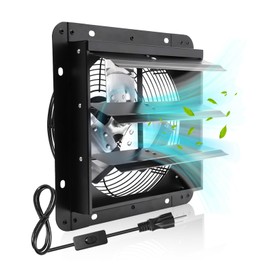 10in Shutter Exhaust Fan,Wall Mount Ventilator Fan with ON/OFF Switch,Attic Vent Fan for Greenhouse, Gable, Barn, Garage, Shed,Chicken Coops Ventilation Fans 647 CFM,1700 RPM (Black, 10 inch)