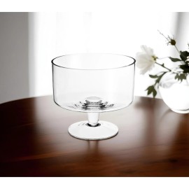 Homeroots 10" Clear Mouth Blown Crystal Round Trifle Bowl