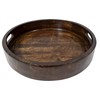 Hand Carved Wooden Round Platter with Handles Rustic Serving Tray,