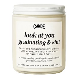 CE CRAFT Scented Soy Candle for Graduation Gift- Burn 35+ Hours - Inspirational Fragrance - for Nightstands/Bathrooms/Dressers - Celebrate Achievements - 8 oz. - Look at You Graduating
