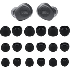 Rqker Ear Tips Compatible with JBL Vibe 100TWS Earbuds, 9 Pairs S/M/L Sizes Soft Silicone Ear Tips Earbud Tips Eartips Earbuds Replacement Tips Compatible with JBL Vibe 100TWS, Black 18