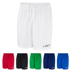 LION SPORTSWEAR Men's Football Shorts – Multi-Sport PE Teamwear – Unisex Kids & Adults Sizes – Breathable Athletic Fit | White - L