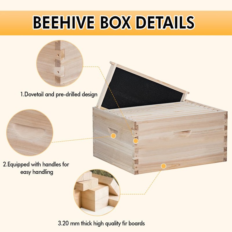 POLLIBEE 10 Frame Deep Bee Hive Box, Langstoth Deep Brood