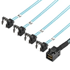 YIWENTEC Internal HD Mini SAS (SFF-8643 Host) to 90 Degree 4 SATA (Target) Hard Drive Cable (8643 SATA 90 Degree 1M)