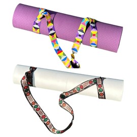 2 Pack Handmade Yoga Mat Strap, Handmade Yoga Mat Thick, Handmade Yoga Mat Carrier Strap, Handmade Yoga Mat Bag Strap | (Pyramide and Tropical)