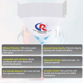 CR CHRWLIN 1000 Pack of Paint Strainers, Paint Filter Strainer Paper Cone - 190 Micron Ultra-Flow Blue Fine Mesh for Automotive Paint Spray Guns, Resin