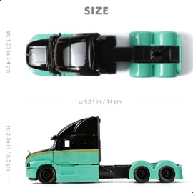 Risopen Semi Truck Toy, 1/64 Scale Alloy Metal Diecast Heavy Semi Truck Trailer Head Toy Model, Mack Anthem Diecast Tow Traktor Toy Gift for Boy Adult Model Car Collector -Green and Black