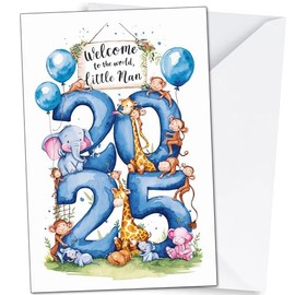 Blue 2025 Welcome to the World Little Man, Baby Boy, Baby Congratulations Card, Welcome Baby, New Mummy Daddy Congratulations, A5 Size
