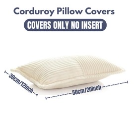 2 Packs Throw Pillow Covers Corduroy,Decorative Lumbar Pillow Covers, JOMWEN Super Soft Boho Striped Cushion Covers for Couch Bed Sofa Livingroom (Cream, 50 x 30 cm)