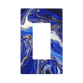 Blue Marble Gold Texture Decorative Outlet Cover Single Rocker Light Switch Plate Cover Electricity Receptacles Plates For Home Kitchen Living Bedroom 4.6 * 2.8