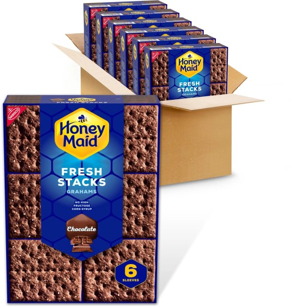 HONEY MAID Fresh Stacks Chocolate Graham Crackers, Bulk Travel Snacks,