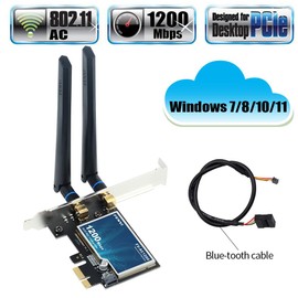 Fenvi AC1200 Wireless WiFi PCIe Card for Desktop PC - Dual Band 2.4Ghz & 5Ghz with Bluetooth 4.0 Adapter, Low Profile Bracket, Compatible with Windows 11/10/8/7, Gaming, Streaming, Home Office