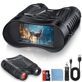 4K Night Vision Goggles Binoculars - Infrared Night Vision in 100% Darkness, 3.2'' Large Screen, 8X Digital Zoom, 32GB Card to Save Photos and Videos for Camping Hunting & Security