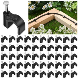 Leriton 100 Pcs Drip Irrigation 1/4" and 3/8" Tubing Mounting Clips, Firm and Easy to Install, Drip Irrigation Kit Connector, Black