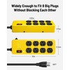 KeBen 20A Heavy Duty Power Strip Surge Protector,Yellow,12 Gauge,8AC/10FT