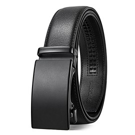 SKiporty Mens Belt,Ratchet Belts for Men Leather 1 3/8'' Adjustable for Dress Jeans B-Black 42" to 48" Waist Adjustable