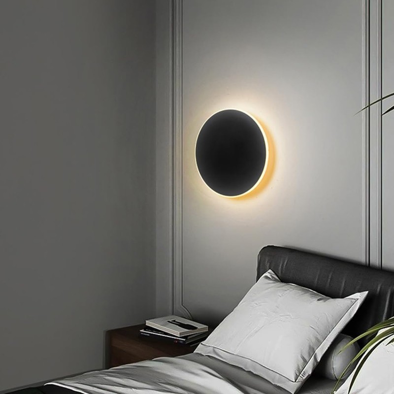 YXTSIMV Modern Minimalist Wall Light White/Black Round Disc Wall Sconce