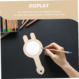 WHAMVOX 6Pcs Unfinished DIY Wooden Mirrors Adorable Hand Mirrors for Creative Crafts Portable Mini Design for Childrens and Fun Activities