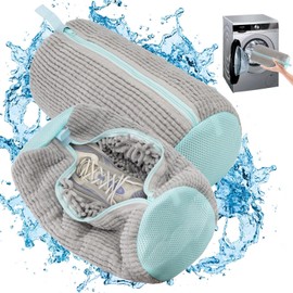 Shoe Wash Bag, Laundry Shoe Bag, Plush Shoe Wash Bag (Grey, 2 Pieces) LUOJINYI Shoe Washing Bag, Washing Machine, Pack of 2 Shoe Wash Bags, Shoe Bag Washing Machine