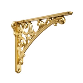Khtumeware Shelf Bracket 8 Inch, Decorative Brackets for Shelving, Heavy Duty Vintage Ornate Shelf Bracket, Hardware Included, 4 Pack,Antique Gold Finish, 7.87x5.5x1.73 inch