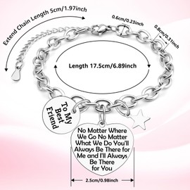 Best Friendship Gift for Woman 3 Pcs Stainless Steel Bracelet Bestie Gifts for Women Valentines Day Christmas Birthday Gift for Her BFF Friends Couples Sister Gifts from Sister Silver Chain Bracelet