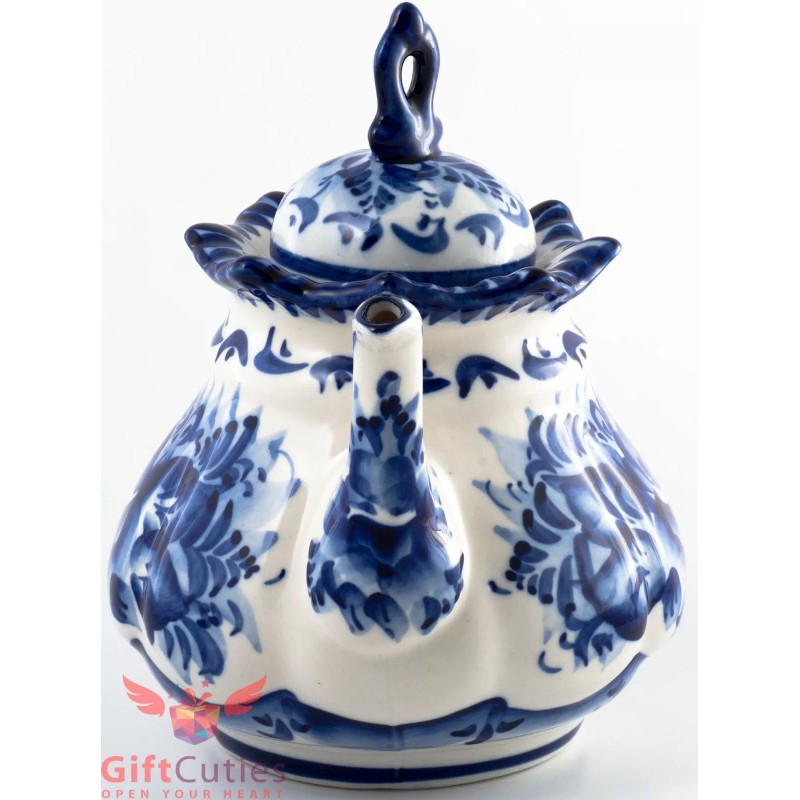 Porcelain Gzhel teapot coffee server handmade in Russia 650ml