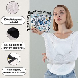 WZMPA Funny Shark Cosmetic Bag Shark Lover Gift Peace Love Shark Makeup Zipper Pouch Bag Animal Lover Gift, Peace Shark F, Fit