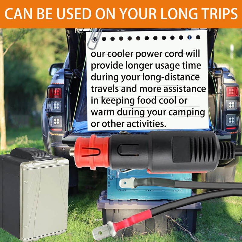 16.4FT Thermoelectric Cooler Power Cord w/Fuse,Upgrade 12V/24V 16AWG Thermoelectric Cooler