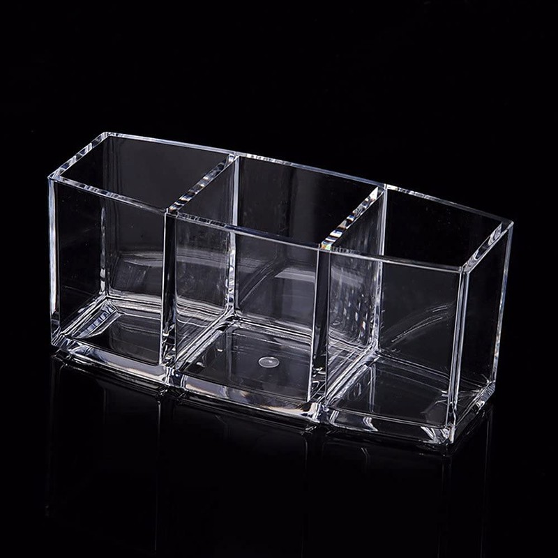 eKsdf Cosmetic Organiser Transparent Acrylic Cosmetic Brush with 3 Compartments