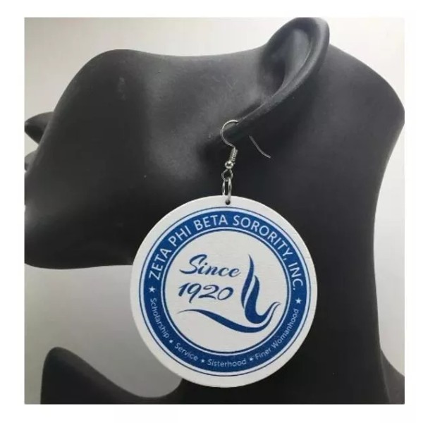 Zeta Phi Beta (Since 1920) Fishhook Wooden Earrings