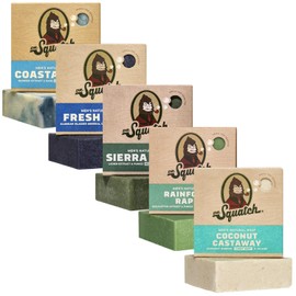 Dr. Squatch Natural Men’s Bar Soap - Cold Process Body Soap Bar with Natural Oils - Gifts for Men - Coastal Mist, Fresh Falls, Sierra Storm, Rainforest Rapids, Coconut Castaway (5 Pack)