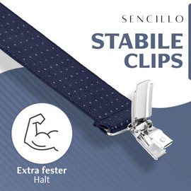 Sencillo Men's Braces with Strong Clips Y Shape, Dark blue dots