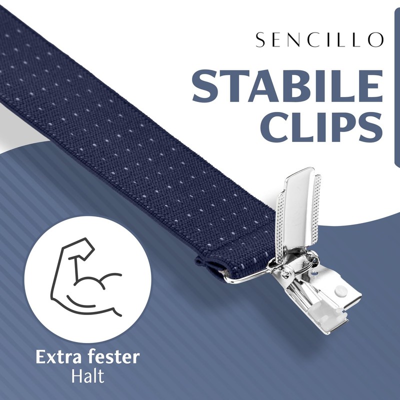 Sencillo Men's Braces with Strong Clips Y Shape, Dark blue